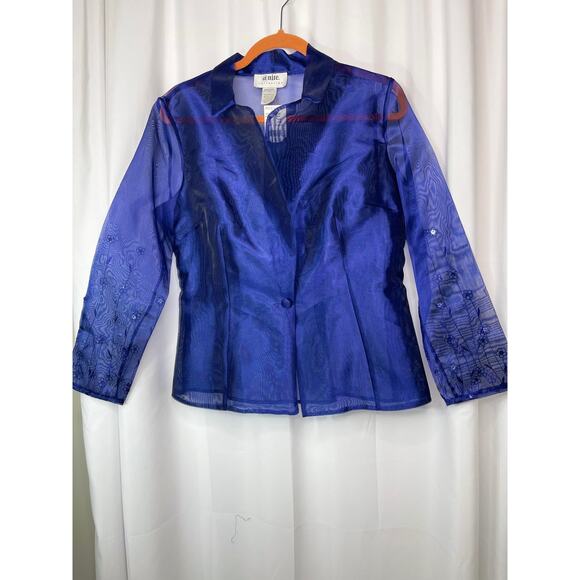 eNite Collection shirt blouse top women's 10 formal semi-formal blue purple - Picture 10 of 16